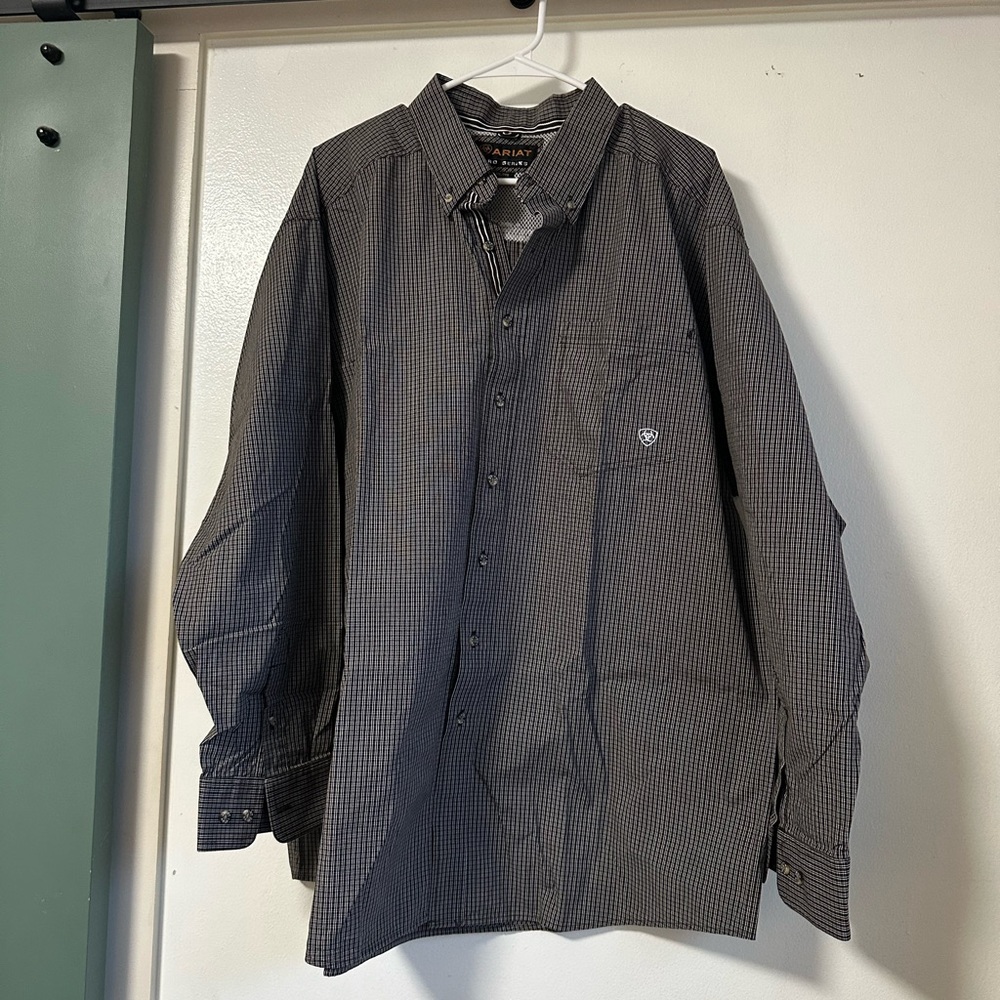 Ariat Men's Black and Gray Checkered Button Down Shirt